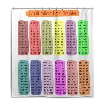 

Multiplication Table 1 to 12 Shower Curtain Waterproof Bathroom Decor Polyester Fabric Curtain Sets with Hooks