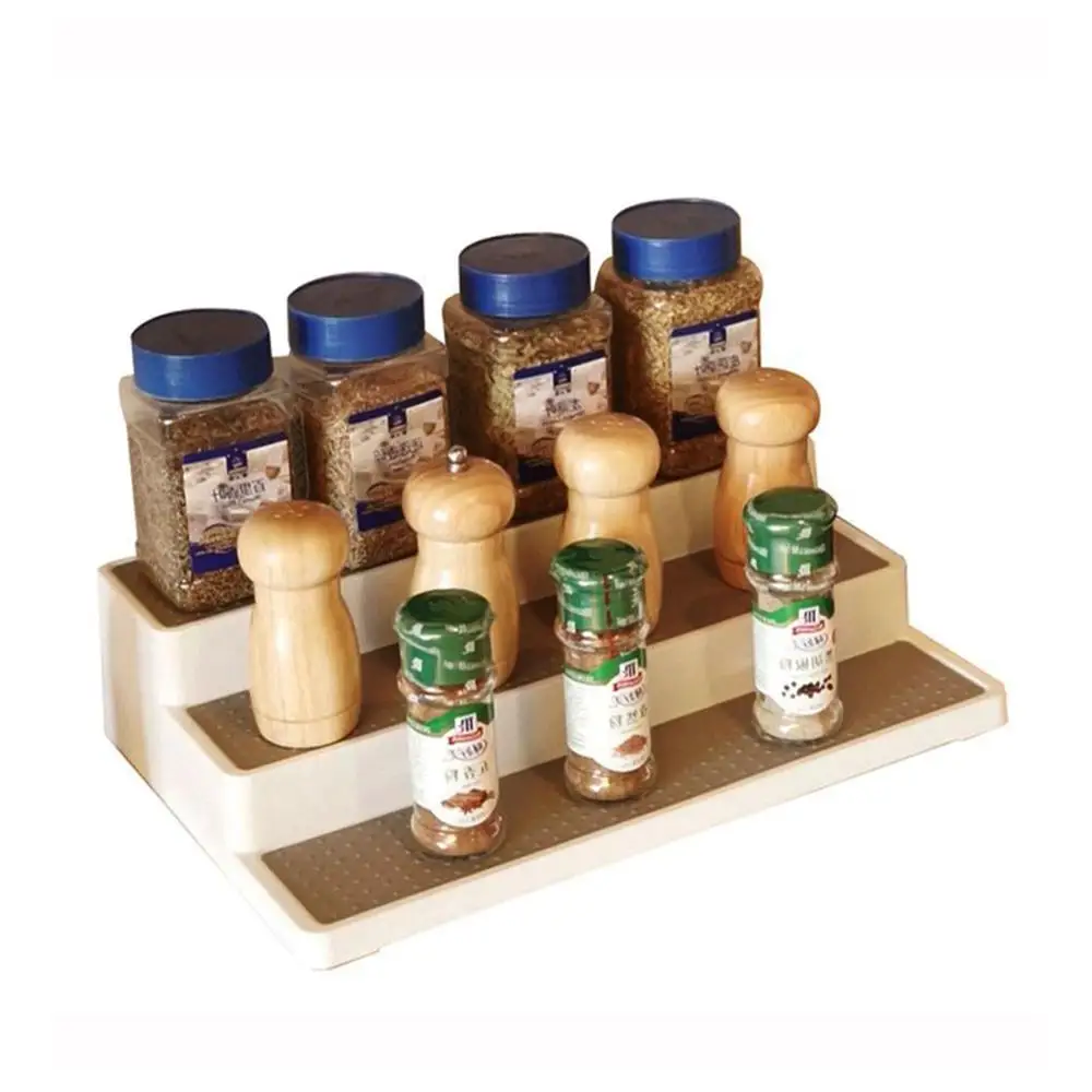 

3-Tier Storage Spice Rack Non-Skid Spice Rack Spice Pantry Kitchen Cabinet Organizer For Cans Jars Supplements