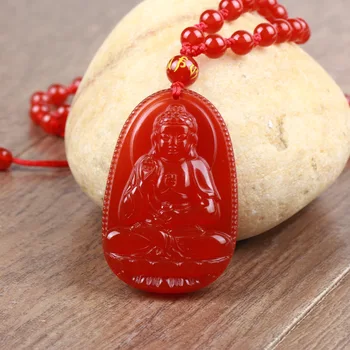 

Natural red agate pendant necklace