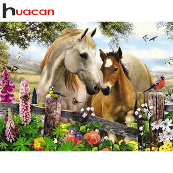 

Huacan 5D DIY Diamond Painting Full Square/Round Horse Diamonds Embroidery Animal Kits Decorations Home