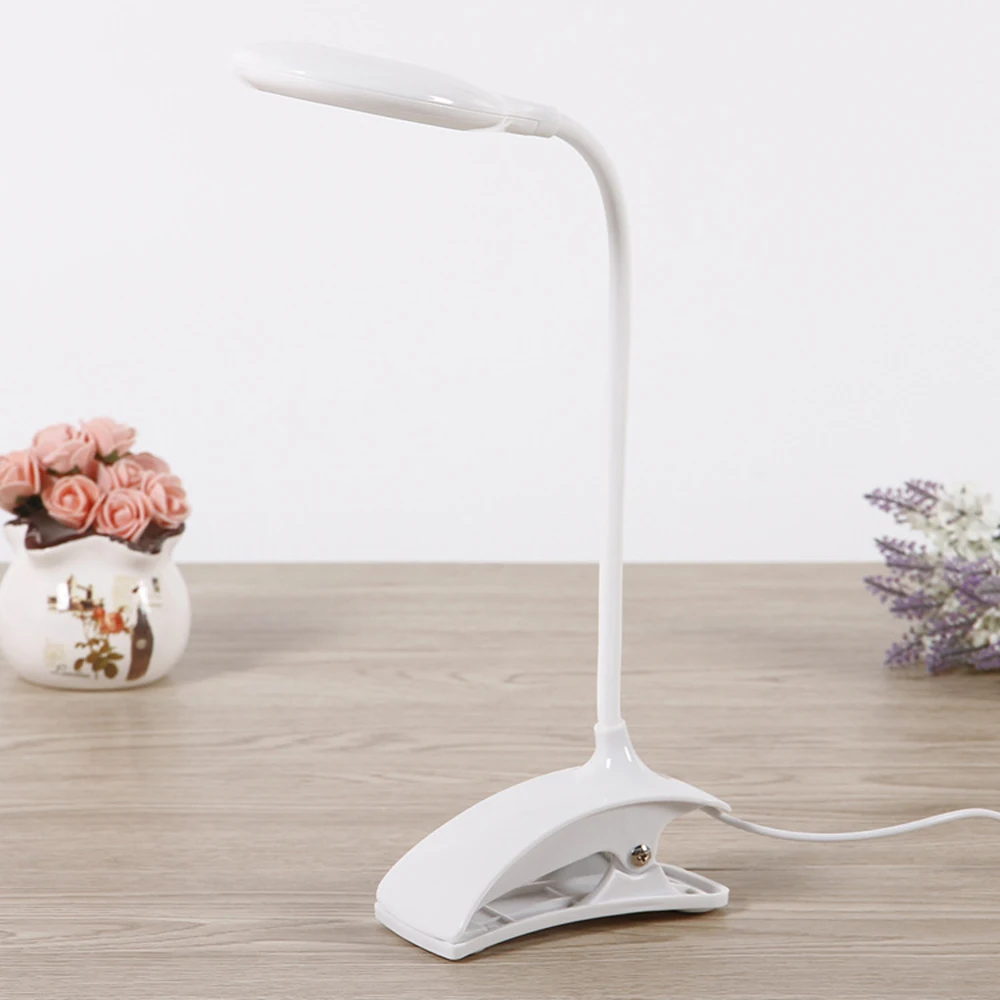 Finether USB светодиодный Настольный светильник 2 в 1 с зажимом для настольного освещения 360 градусов Регулируемый Уход за глазами настольная лампа для чтения лампа для дома