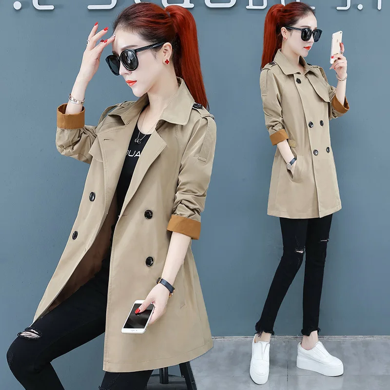 

Trench Coat Women's Mid-length Korean-style Loose-Fit Short-height Overcoat 2019 New Style Autumn Clothing Thin Graceful Coat WO