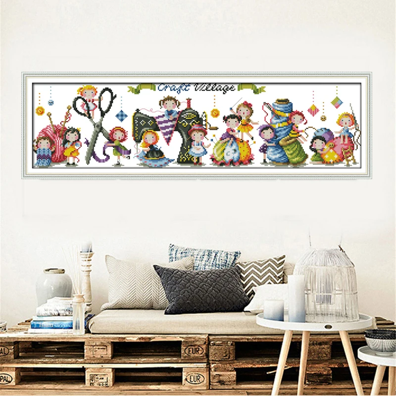 Joy Sunday Craft Village Cross Stitch Cartoon Pattern 14CT 11CT DMC A Ballet School DIY Handwork Embroidery kit Needlework set cross stitch kit