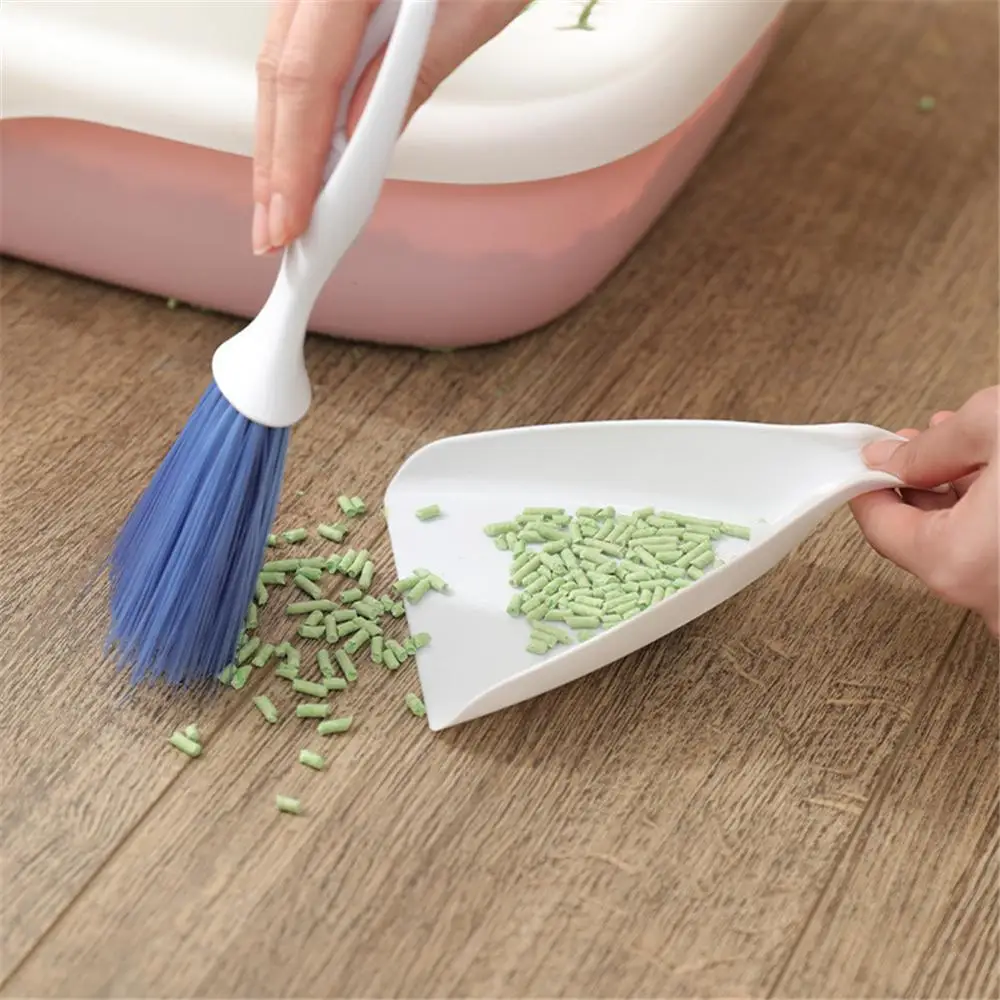 

Cat Litter Shovel With Little Broom Pet Waste Cleaning Brush Puppy Kitten Plastic Feces Dustpan Garbage Small Pets Scoop Scooper