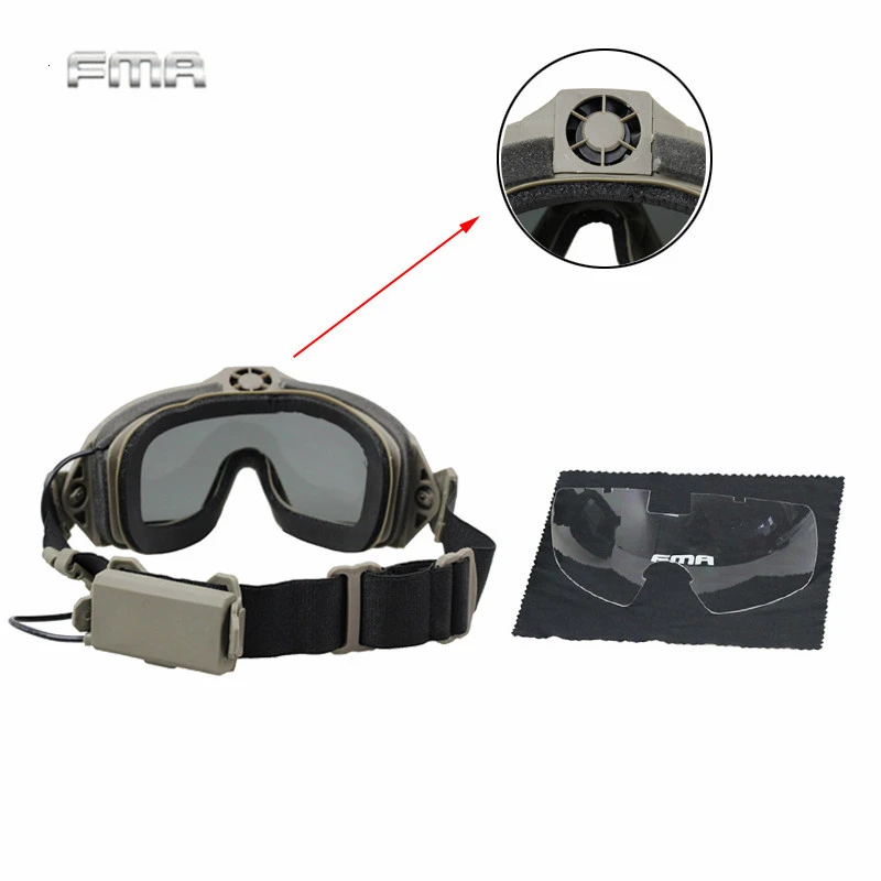 

TB-FMA LPG01BK12-2R MEN'S Goggles Regulator With Fan Updated Tactical Airsoft Paintball Protection of Eyes Security Goggles