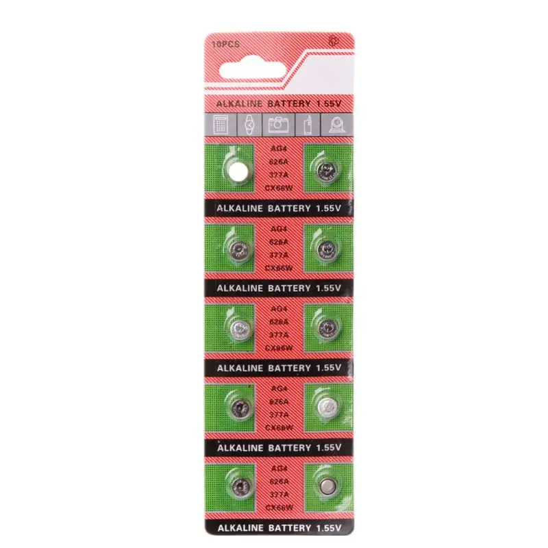 Batería para reloj de monedas, 1,5 V, AG4, 377A, 377, LR626, SR626SW, SR66, LR66, botón de celdas, juguetes, cámara remota, 10 Uds., envío directo
