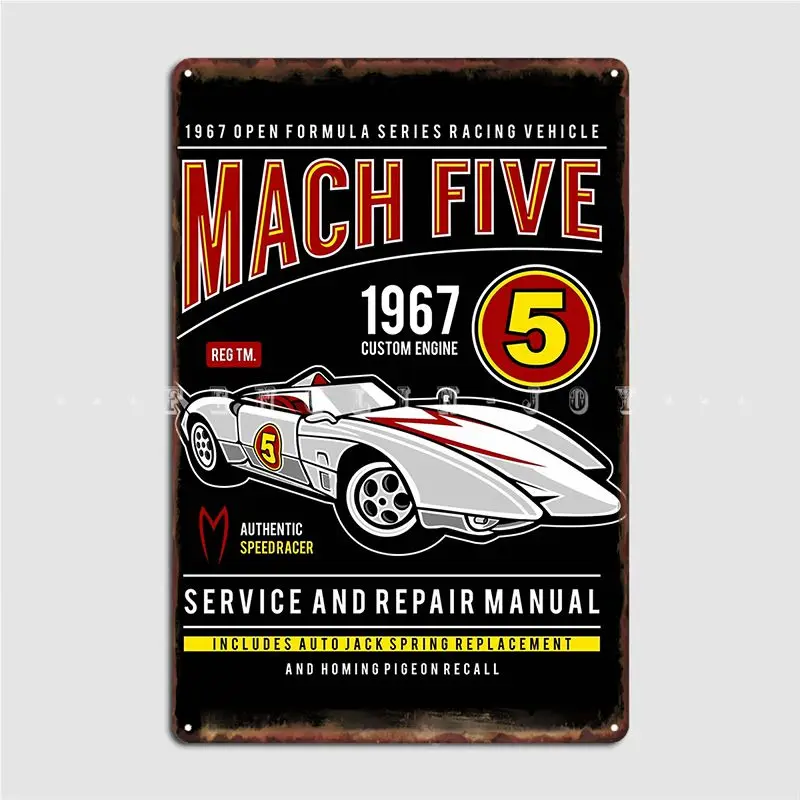 Automobile Legends Mach Five Speedracer Metal Sign Poster Cinema Garage Funny Club Bar Tin Sign Poster