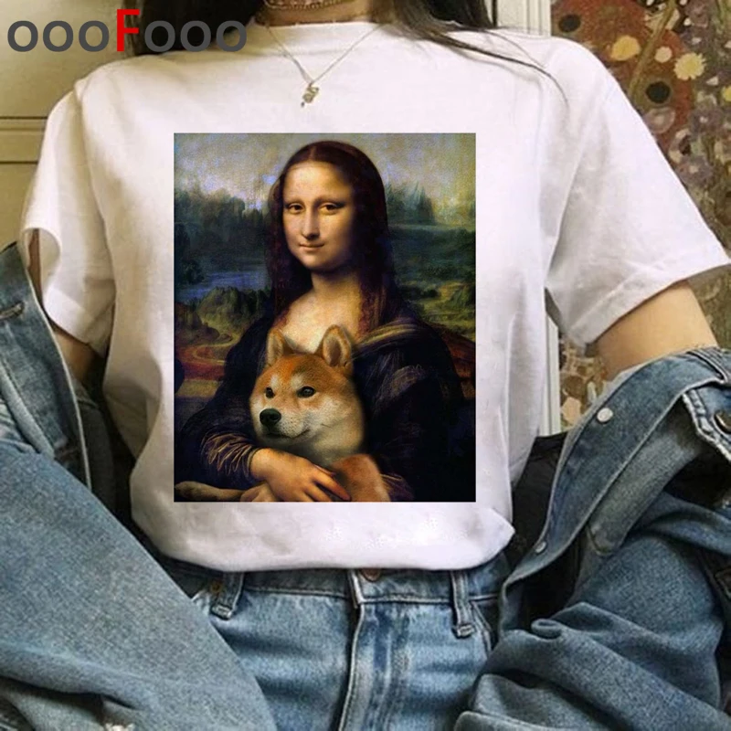 Mona Lisa Эстетическая Harajuku футболка женская гранж забавная мультяшная футболка Ullzang винтажная 90s футболка Новая мода Топ Тройники женские - Цвет: H3964