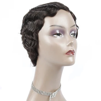 

Brazilian Short Ocean Wave Wigs 100% Real Human Hair Machine Made Wig Nature Color Remy wig Spiral Curl Color