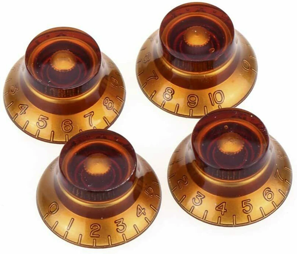 

4 Pcs Guitar Bass Top Hat Bell Speed Knobs for Les Paul SG Amber
