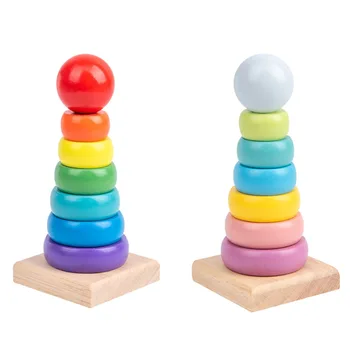 

2 Sets Rainbow Stacking Toys Interesting Building Blocks Wooden Stacking Toys Early Educational Toys Funny Stacking Toys for Dor