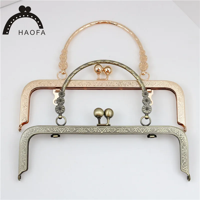 

Haofa 20cm/4pcs Embossed Handbags Handbag Rack Clutch Clasp Lock Buckle DIY Process Metal Bag Handleaccessories Sewing Free