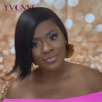 

YVONNE Pixie Cut Short Wigs Brazilian Remy Lace Front Human Hair Wigs Straight Natural Color