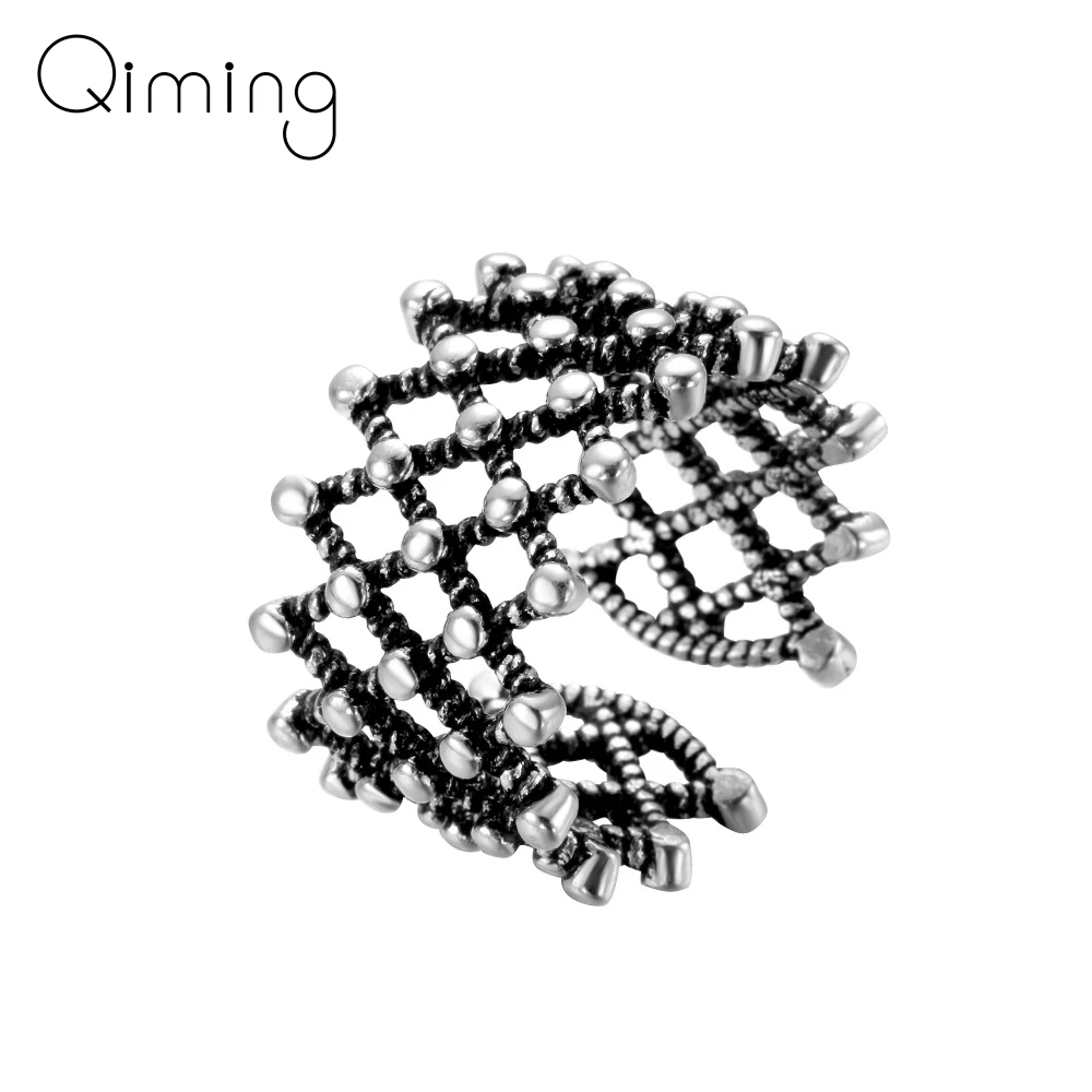 

Punk Twisted Mesh Geometric Vintage Rings Square Open Finger Wide Ring Women Jewelry Christmas Gift for Men