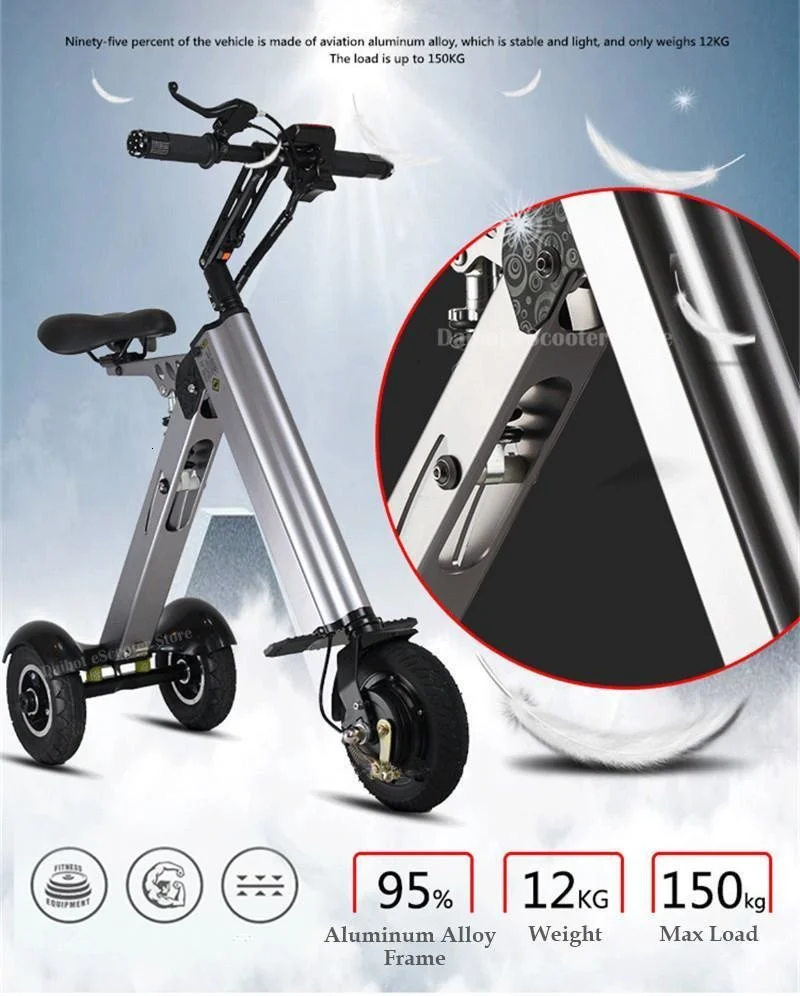 Daibot Folding Three Wheels Electric Scooter Electric Scooters 8'' 250W 36V Portable Electric Bikes Adults With Double Absorber  (21)