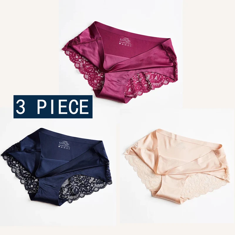fuchsia blue skin Комплект из 3 предметов, женские сексуальные кружевные трусики, бесшовное нижнее белье, трусы, нейлон, шелк, для девушек, женское бикини, хлопок, промежность, белье, XXL, XL - Цвет: fuchsia blue skin