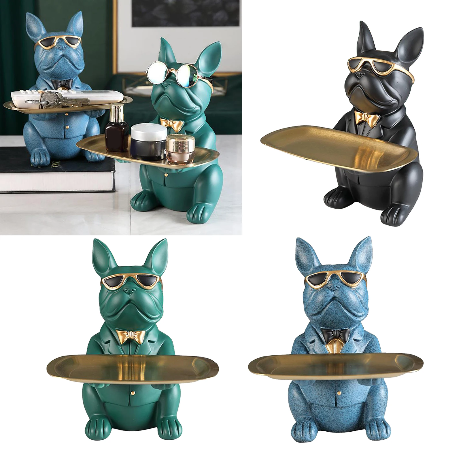 Cool Dog Figurine Bulldog Shape Tray Coin Bank Home Decoration Ornament Resin Cool Dog Figurine Bulldog Shape Tray Coin Bank Home Decoration Ornament Resin