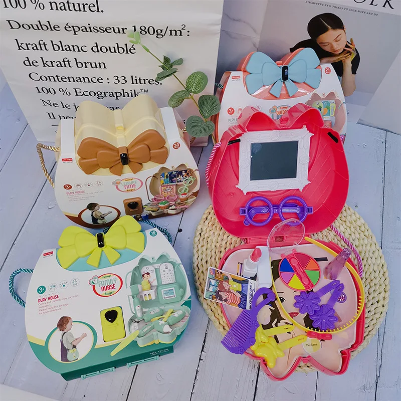 

Children Play House Toy Simulation Shoulder Bag Medical Kit Set Pretend To Be A Doctor Game Kitchen Makeup Tool Box Toy Gift