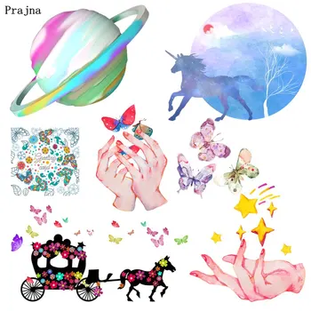 

Prajna Cartoon Unicorn Butterfly Iron On Transfers Vynil Heat Transfer Ironing Stickers T-shirt Summer Style Thermal Patches DIY