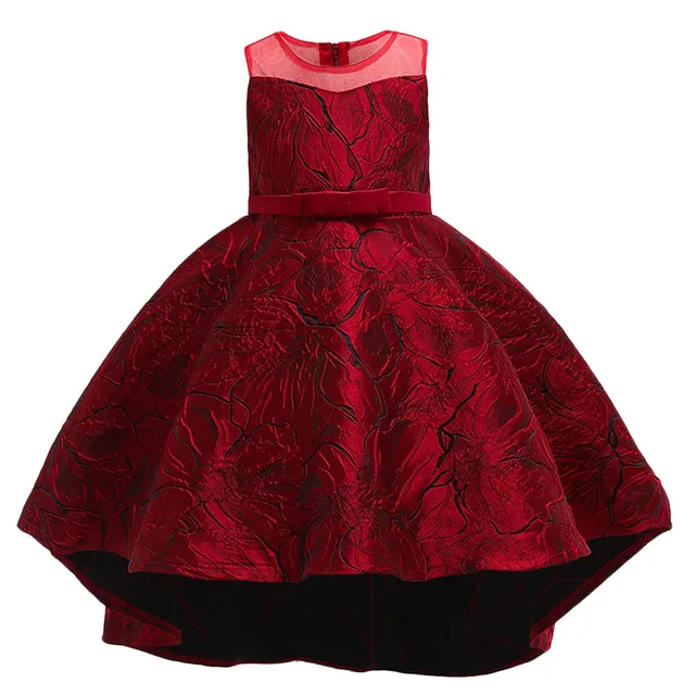 Wine red Г., рождественские детские платья для девочек, костюм элегантная юбка-пачка с вышивкой платье принцессы вечернее платье для свадебной вечеринки для девочек vestido - Цвет: Wine red