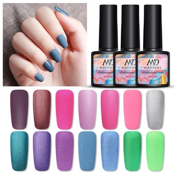 

MAD DOLL 8ml Gel Nail Polish Pink Purple Blue Mixed Colors Frosted Glitter UV Gel Polish Soak Off Liquid Nail Art DIY Design Gel