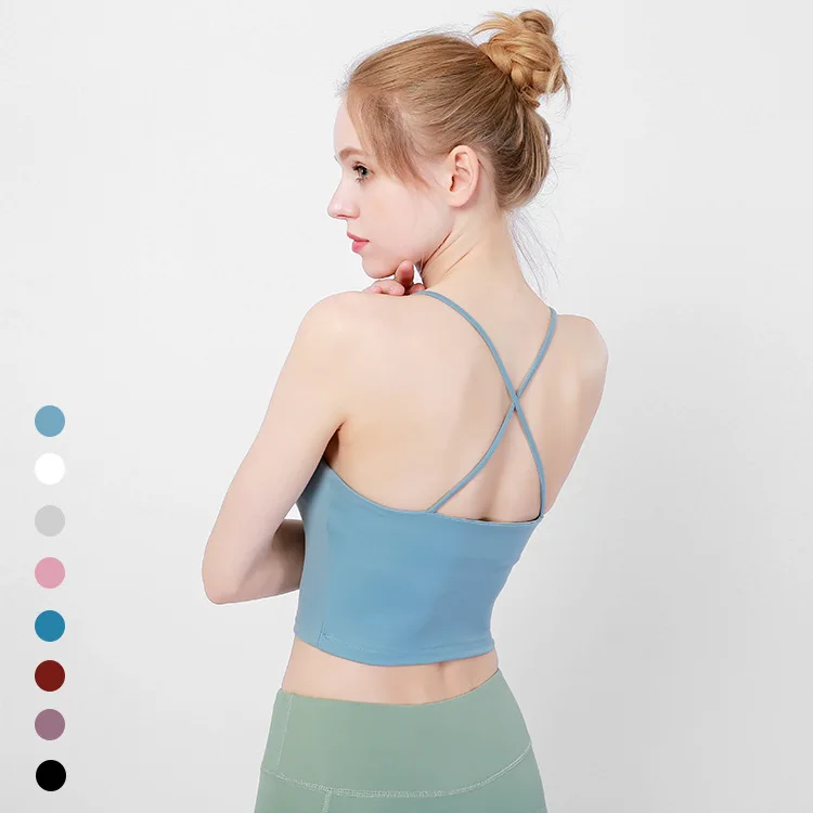 

Fitness Sports Bra for Women Push Up Solid Cross Back Yoga Running Gym Training Workout Femme Padded Underwear Crop Tops Female