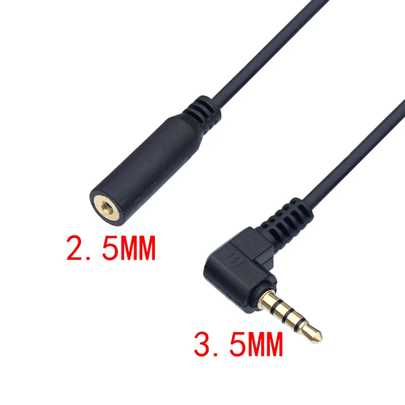 Cable adaptador de Audio estéreo de 4 polos, 3,5mm, macho a 2,5mm, conector hembra de 90 en ángulo recto, macho a hembra, | - AliExpress