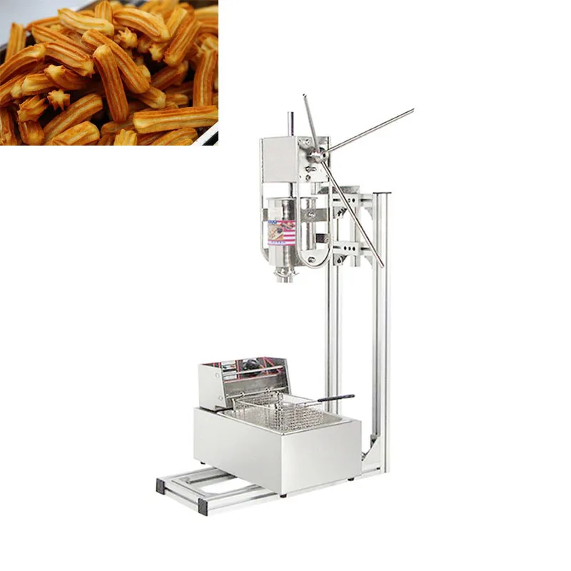 

Commercial Heavy Duty 3L Vertical Manual Spanish Churro Maker Machine w/ 6L Electric Fryer CE