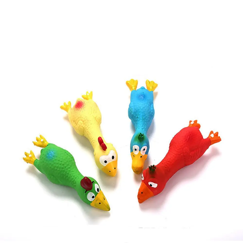 Bonito látex pollo forma juguetes de chirridos de mascotas perro gato cachorro masticar juguetes de simulación de pollo creativa perro Accesorios