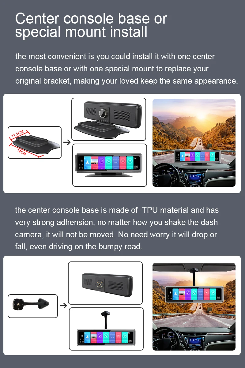 reversing camera mirror Dash Cam 1080P FHD DVR Car Driving Recorder 12Inch Touch Screen 4CH Cameras 360 Recording G-Sensor Parking Monitor Car DVR rear view mirror camera system