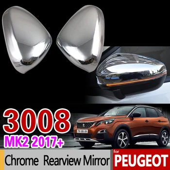 

Luxurious Chrome Rear view Mirror Cover for Peugeot 3008 II 2017 2018 2019 MK2 3008GT GT Carbon Fiber Accessories Car Styling
