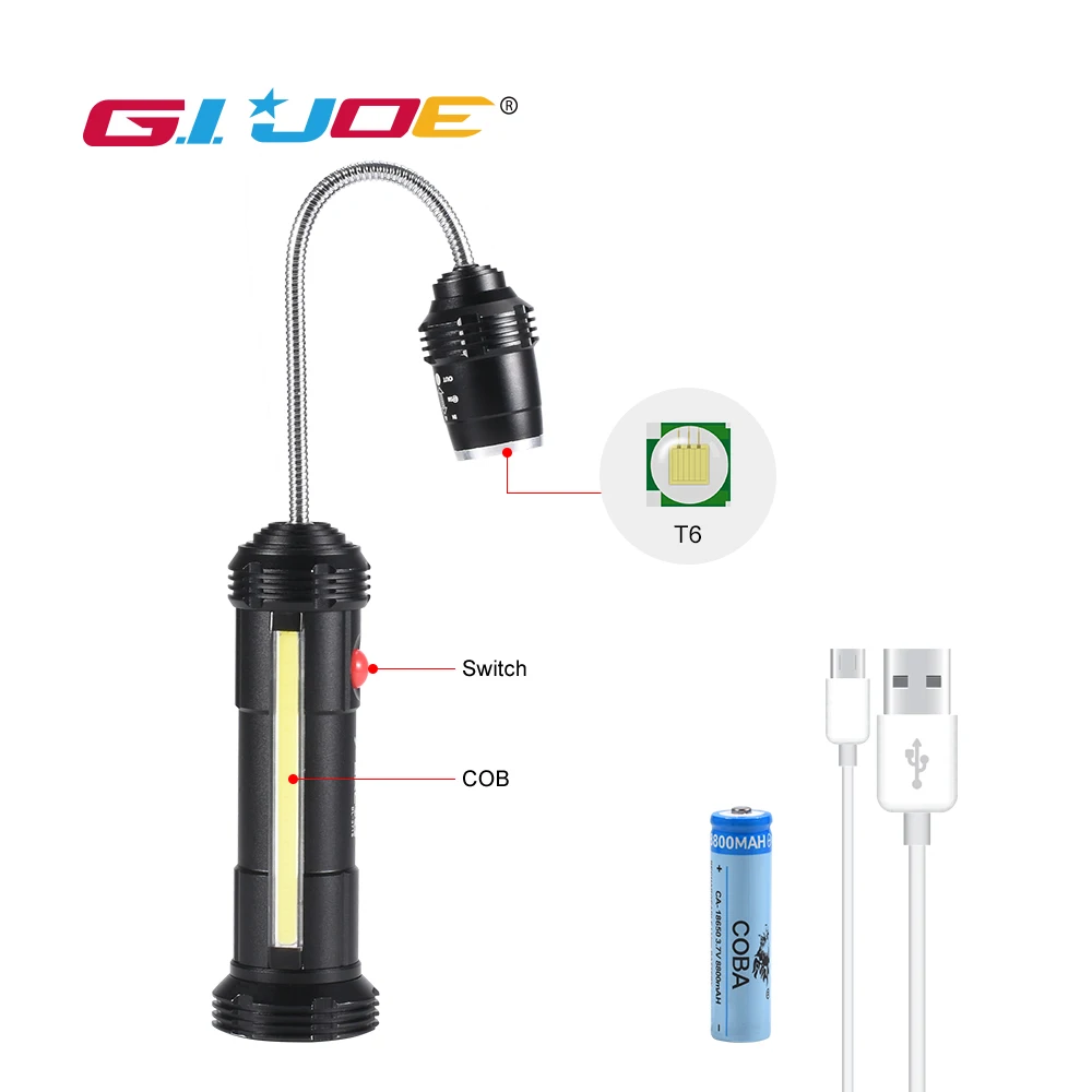 Baratos GIJOE LED luz de trabajo 18650 LM luz de trabajo portátil lámpara para barbacoa magnética impermeable usb recargable zoom uso 1 * linterna de batería