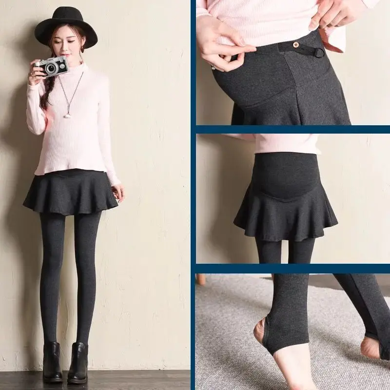 

Hot Selling Leggings for Pregnant Woman Winter Brushed And Thick Pregnant WOMEN'S Pants Plus-sized Outer Wear Culottes Trousers