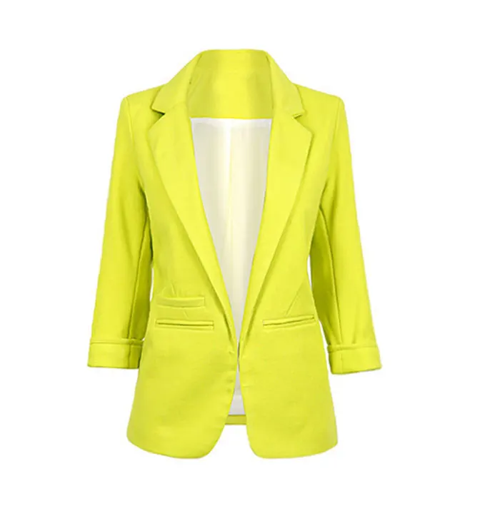 Женский Большой размер желтый блейзер Feminino формальная куртка Женский Белый Блейзер Женский синий женский костюм офисный женский