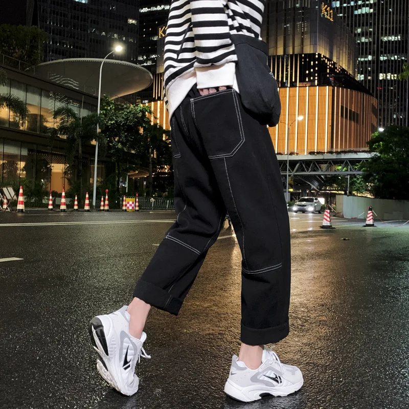 Men's Spring Autumn Wide Leg Baggy Jeans Men Blue Straight Jeans Hip Hop Loose Ankle Length Denim Pants Plus Size Men's Spring Autumn Wide Leg Baggy Jeans Men Blue Straight Jeans Hip Hop Loose Ankle Length Denim Pants Plus Size