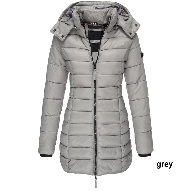 Women's 2021 Quilted Long Sleeve Coats Jackets for Women Winter Thick Warm Soild Fashion High Neck Casual Oversize Straight Coat