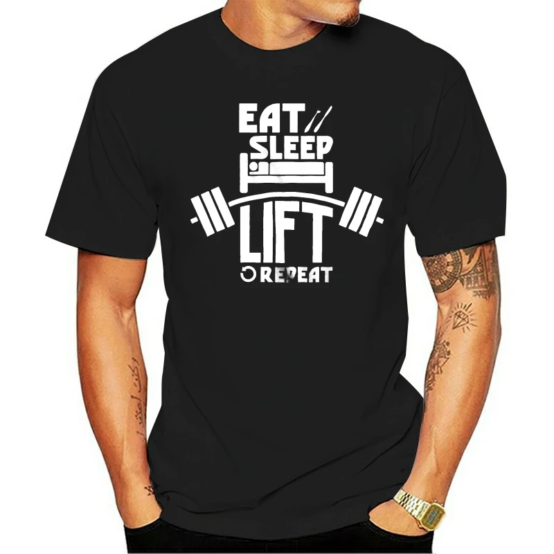 

Mens Clothing High quality Eat Sleep Lift Repeat Gymer Casual Tops Tees Summer T Shirt Brand Fitness Body Building T-shirt