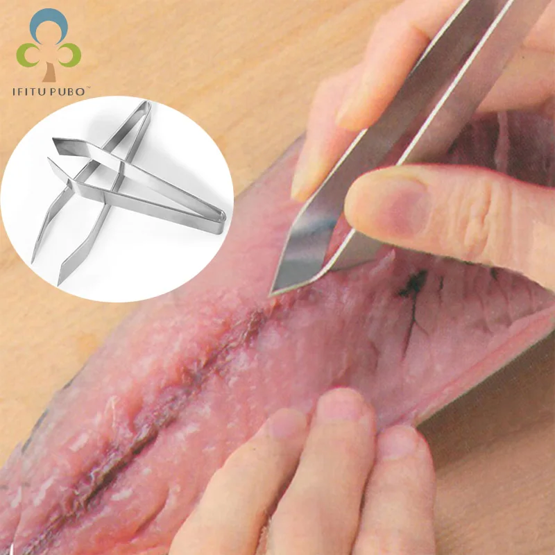 

1Pc Stainless Steel Fish Bone Tweezers Remover Pincer Puller Tongs Pick-Up Seafood Tool Crafts ZXH