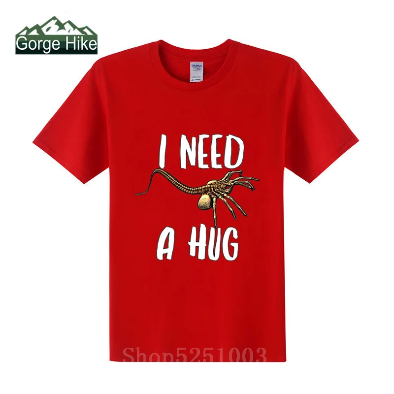 Мужская футболка с рисунком забавная коротким рукавом и надписью I Need Hug|Футболки|