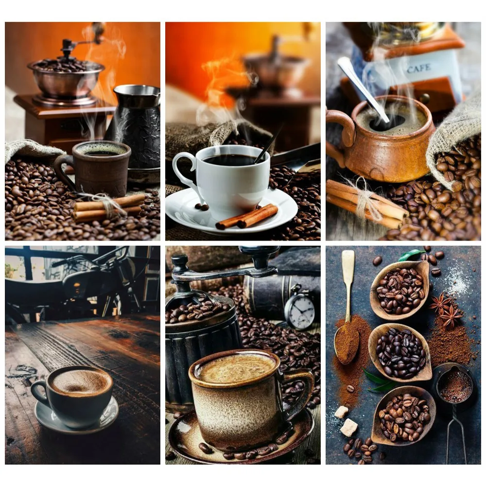 Huacan DIY Diamond Painting Coffee Embroidery Sale 5d Mosaic Full Square Rhinestone Picture DropShip|Алмазная мозаика| |
