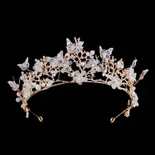 Стиль бабочка свадьба праздник Корона невесты на голову аксессуары вечерние из сплава для выпечки Корона