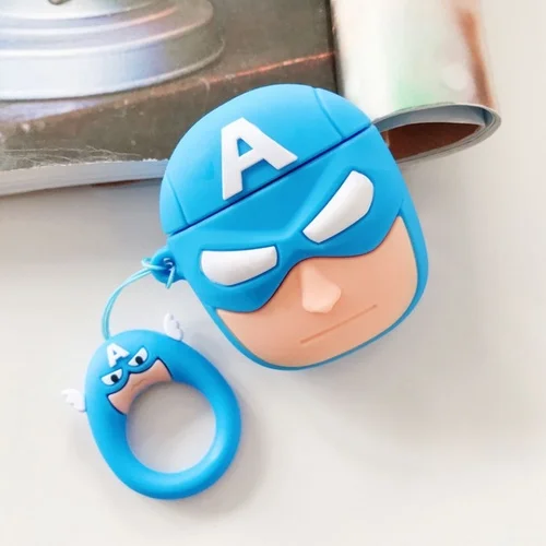 as pic show Милый мультфильм Superheros Bluetooth наушники чехол защитный чехол Аксессуары для кожи для Airpods Чехлы зарядная коробка с крючками - Цвет: as pic show