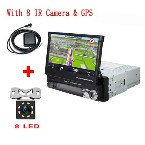 Camecho " HD Выдвижная Автомагнитола один din Авторадио gps Bluetooth навигация автомобильный аудио стерео 1DIN универсальный FM автомобильные аксессуары - Цвет: GPS and 8 IR Camera