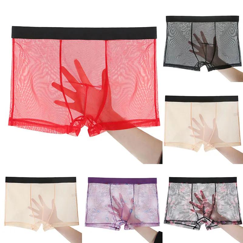 

Male Seamless Sexy Underpants Ultra-thin Transparent Underwear Mid-rise Boxershorts Sexy Men Panties Men Boxers Soft Home Pants
