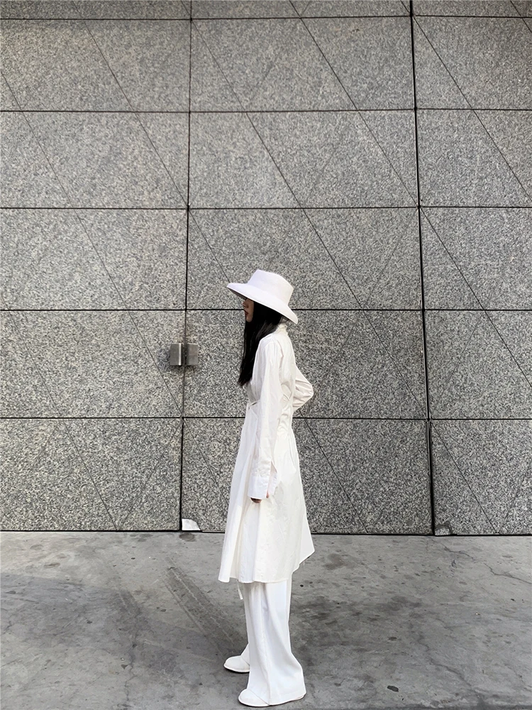 Новинка, женский корейский стиль, комплект из двух предметов, однотонная Белая Туника, блузка, рубашка и длинные штаны, женские стильные брюки, костюмы 1207A-23