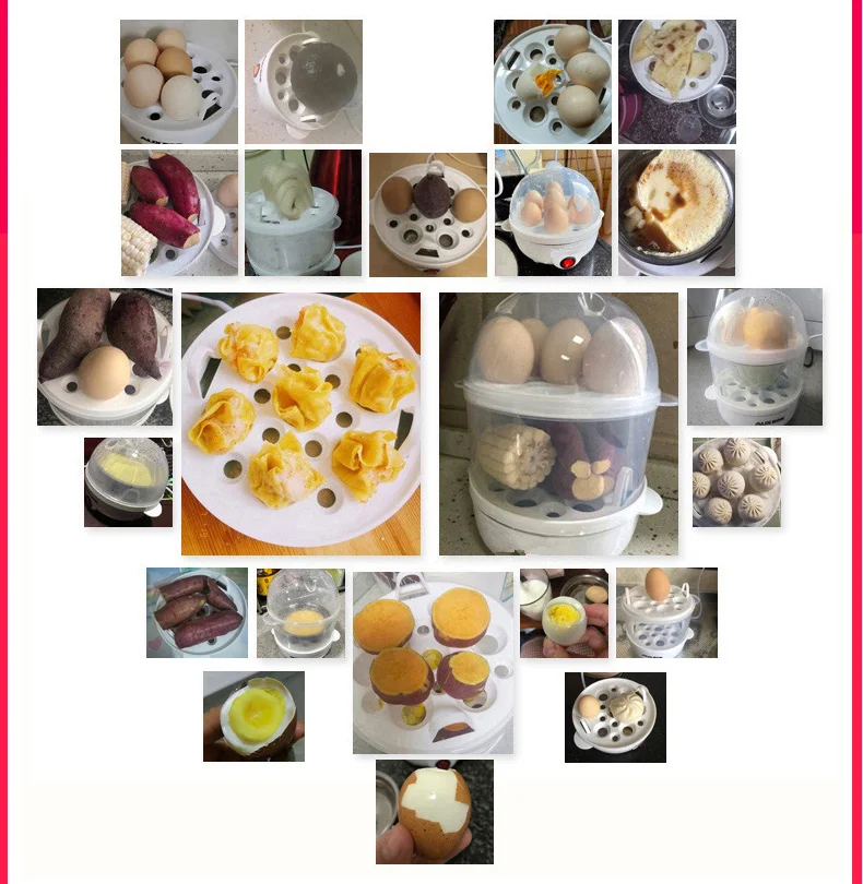 220V 2 Layers Electric Egg Steamer Household Mini Egg Boiler Corn Egg Custard Milk Steaming Machine For Breakfast
