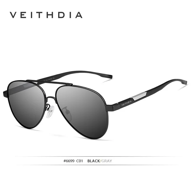 VEITHDIA Мужские Винтажные алюминиевые магниевые солнцезащитные очки поляризованный фотохромный объектив классический бренд солнцезащитные очки для вождения для мужчин - Цвет линз: black gray