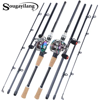 

Sougayilang 1.8m 2.1m 4 Section Lure Fishing Rod with 12+1BB 6.3:1 High Speed Gear Ratio Baitcasting Reels Fishing Tackle Set
