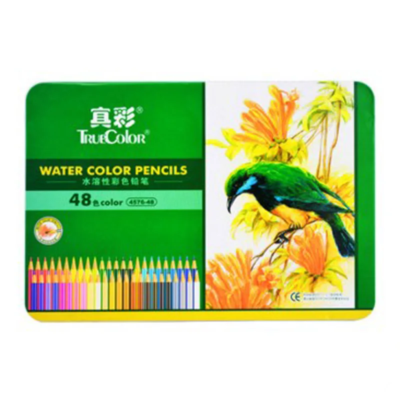 

ZHENCAI 4576 Water Soluble Colored Pencil 48 Color Lead Iron Box