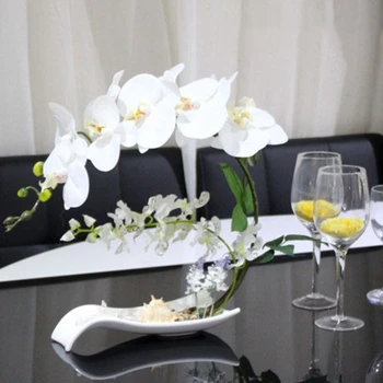 

Butterfly Orchid Artificial Flowers Set Fake Flower Ceramic Vase Ornament Phalaenopsis Figurine Home Furnishing Decoration Craft
